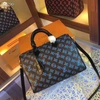 Сумка Louis Vuitton из канвы коричневая с синим рисунком-монограммой 30/23 см фото-1