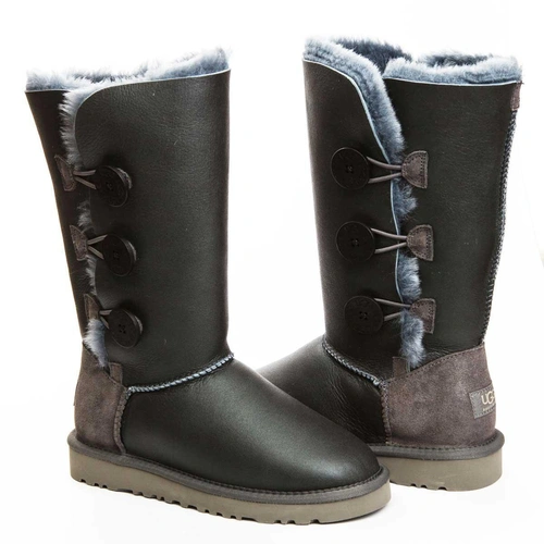 Угги женские сапоги UGG Triplet Bailey Button Metallic Grey фото-2