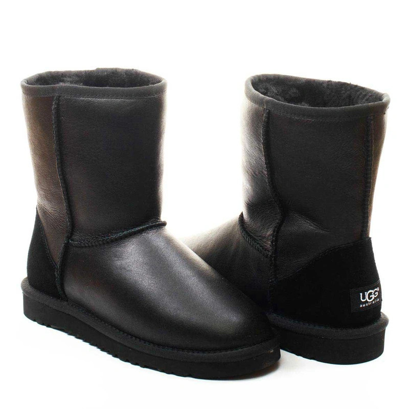 Угги женские ботинки UGG Classic Short Metallic Black фото-2