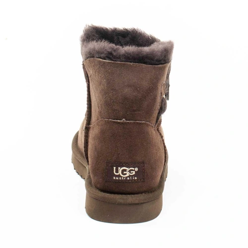 Угги женские ботинки UGG Mini Bailey Button Chocolate фото-4