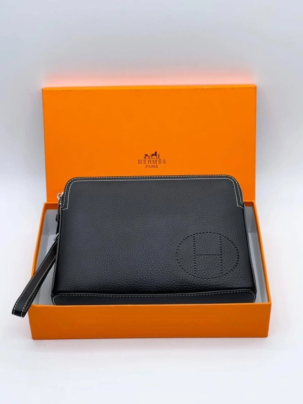 Мужской клатч Hermes A104038 чёрный 25/18 см