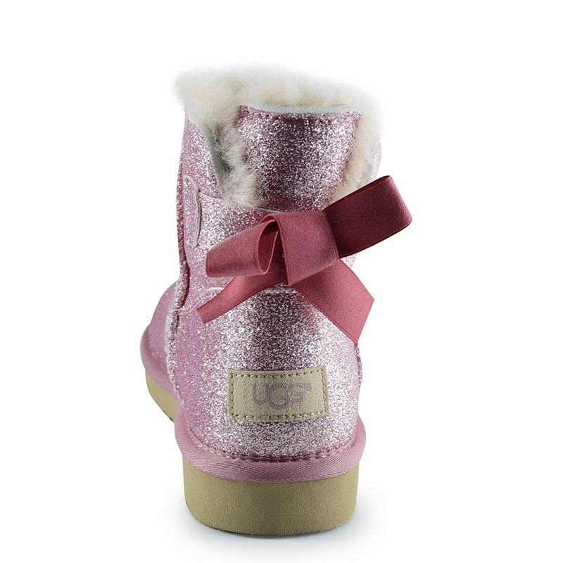 Угги женские с пайетками UGG Mini Bailey Bow Sparkle Fashion Pink фото-5