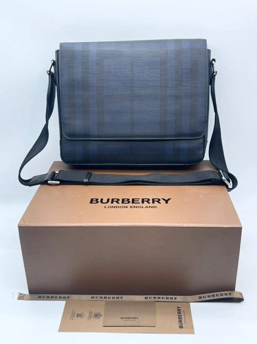 Мужская сумка Burberry A103942 через плечо из канвы премиум 30:25:7 см серая