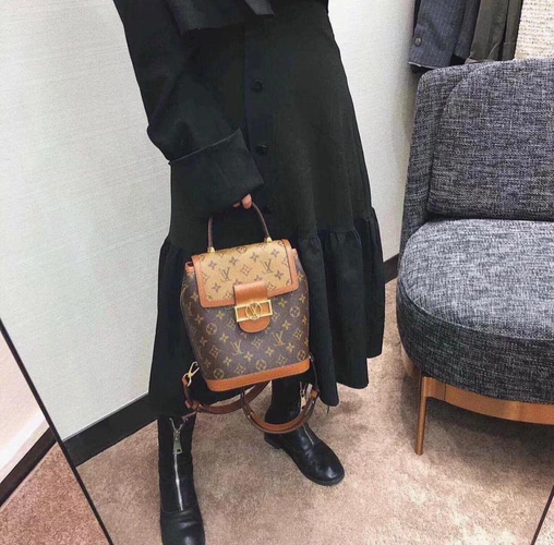 Рюкзак женский  Louis Vuitton из канвы коричневый 22/22 см фото-7