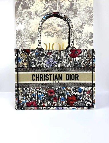 Женская сумка Dior Book Tote тканевая с рисунком 41/35/15 см качество премиум-люкс A86039 фото-3