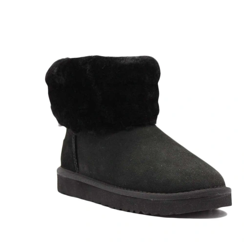 Угги женские ботинки UGG Mini Fluff Quilted Boot Black фото-2