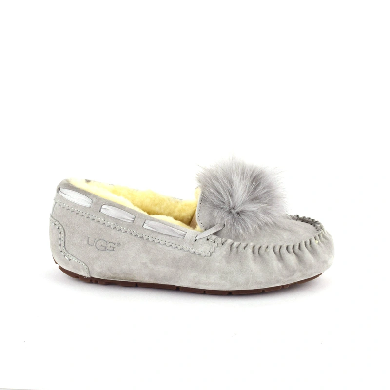 Угги женские мокасины UGG Pom Pom Dakota L.Grey