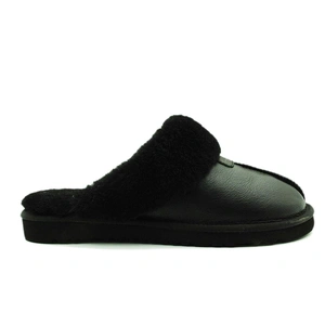 Угги мужские тапочки UGG Slippers Scufette Leather Black фото-