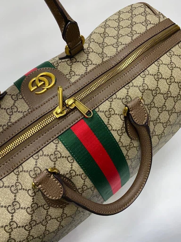 Дорожная сумка Gucci бежево-коричневая 45/28/23 фото-5