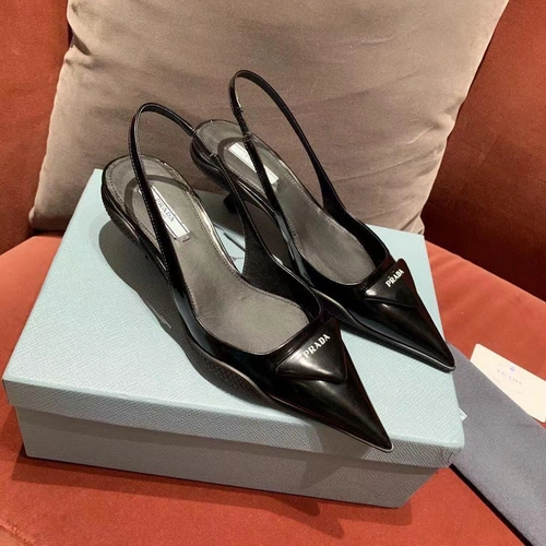 Туфли женские Prada летние с открытой пяткой черные коллекция 2021-2022