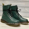 Зимние Мартинсы ботинки Dr Martens 1460 Glany Smooth с мехом зелёные фото-1