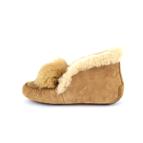 Угги женские мокасины UGG Alena Pom Pom Chestnut фото-4