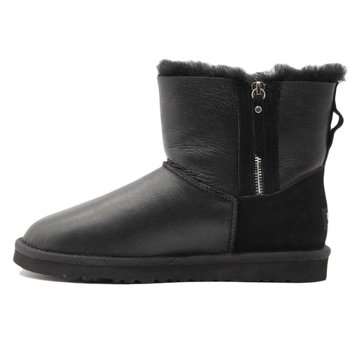 Угги женские сапоги UGG Mini Double Zip Black фото-3