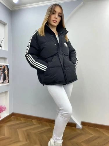 Женская премиум-люкс куртка adidas чёрная A6583