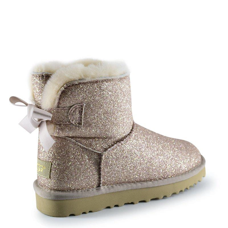 Угги женские с пайетками UGG Mini Bailey Bow Sparkle Fashion Gold фото-4