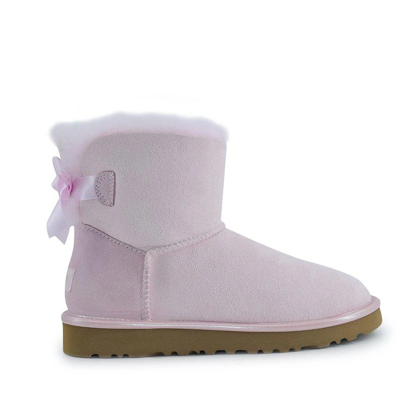 Угги женские мини UGG Mini Bailey Bow II Metallic Seashell Pink