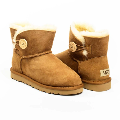 Угги женские ботинки UGG Mini Bailey Button Chestnut фото-2