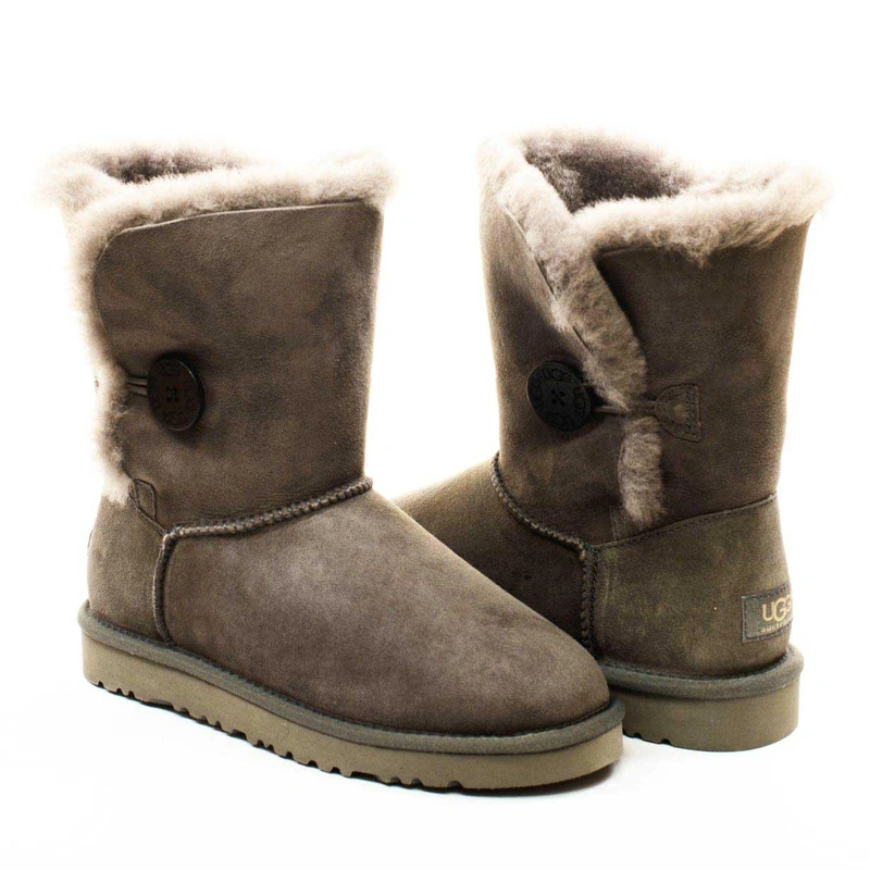 Угги женские ботинки UGG Bailey Button Grey фото-4