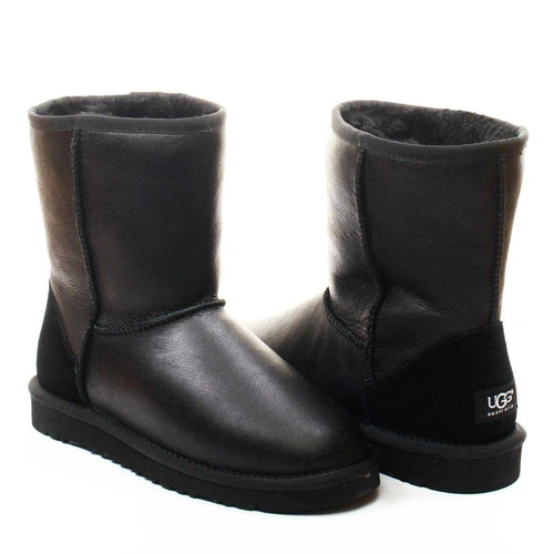 Угги мужские ботинки UGG Classic Short Metallic Black фото-4