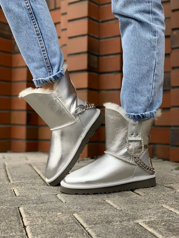 Угги женские сапоги Ugg Metallic серые фото-4