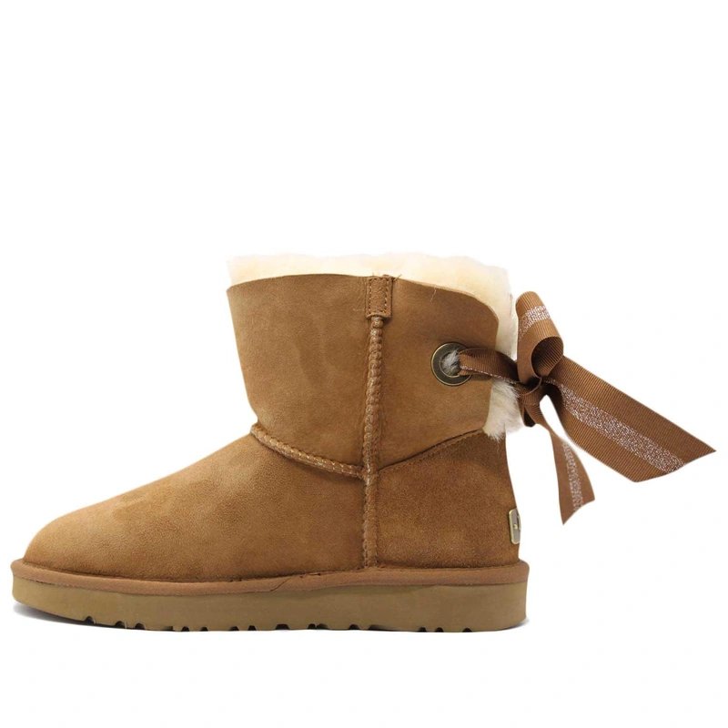 Угги женские ботинки UGG II Mini Bailey Bow Customizable Chestnut фото-2