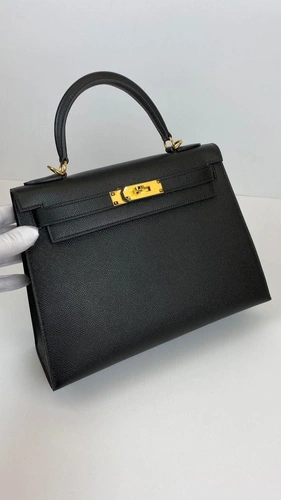 Женская кожаная сумка Hermes премиум-люкс черная A59032 фото-6