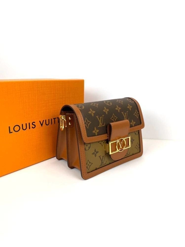 Женская сумка Louis Vuitton Dauphine mini премиум-люкс хаки фото-3