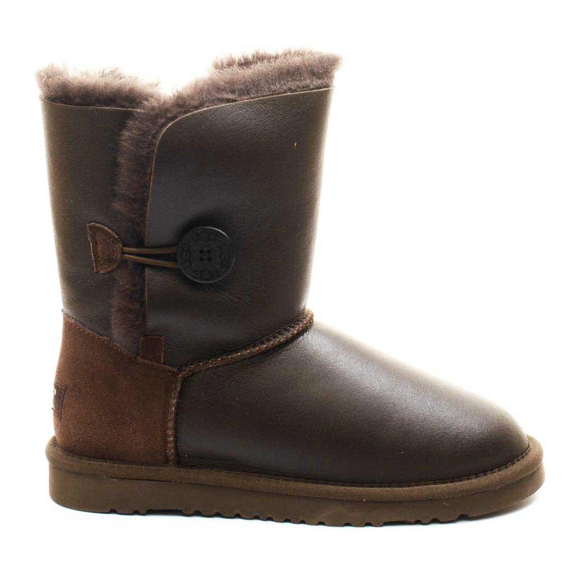 Угги женские ботинки UGG Bailey Button Metallic Cocolate