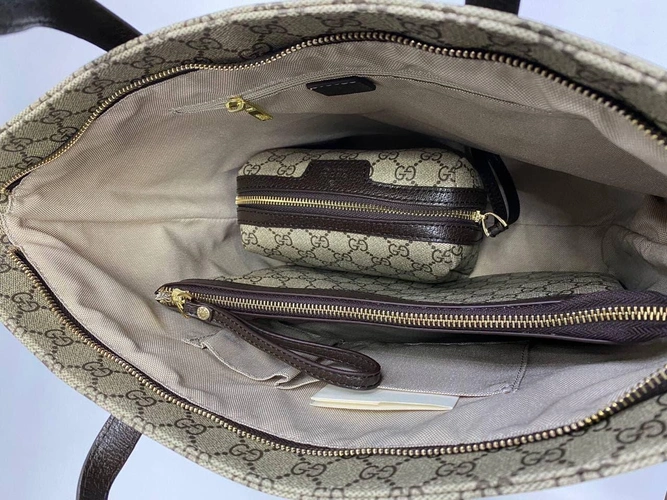 Женская сумка Gucci в комплекте косметичка и кошелек 30/30/13 A65594 фото-3