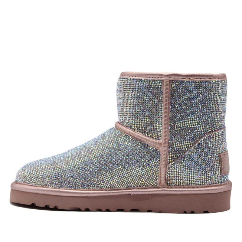 Угги женские ботинки UGG Mini Jimmy Choo Swarovski Pink Drill фото-3