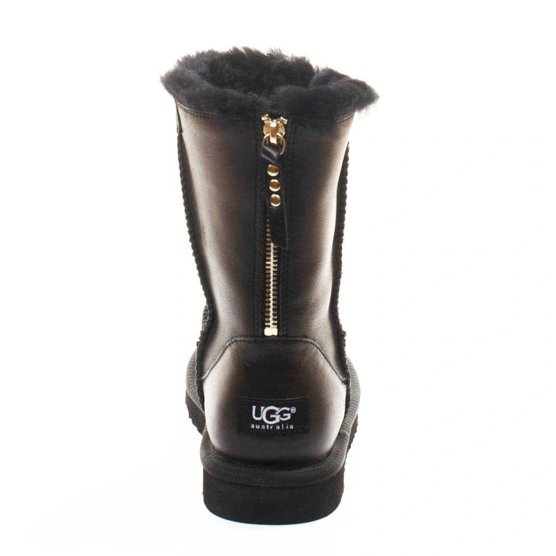 Угги женские сапоги UGG Zip Metallic Black фото-2