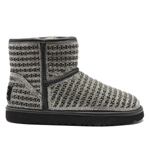 Угги женские ботинки UGG Mini Swarovski Pearl Black фото-