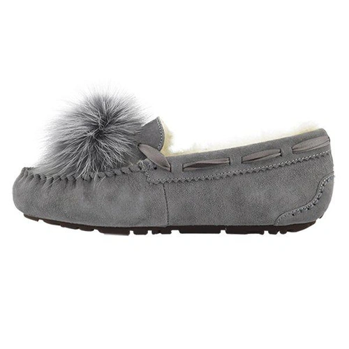 Угги женские мокасины UGG Pom Pom Dakota Grey фото-4