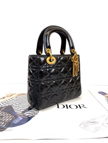 Женская кожаная сумка Dior черная премиум-люкс 17/20/9 A59967