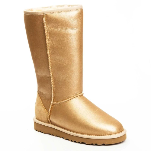 Угги женские сапоги UGG Classic Tall Metallic Soft Gold фото-3