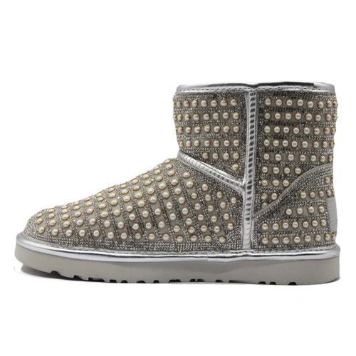 Угги женские ботинки UGG Mini Swarovski Pearl White фото-3