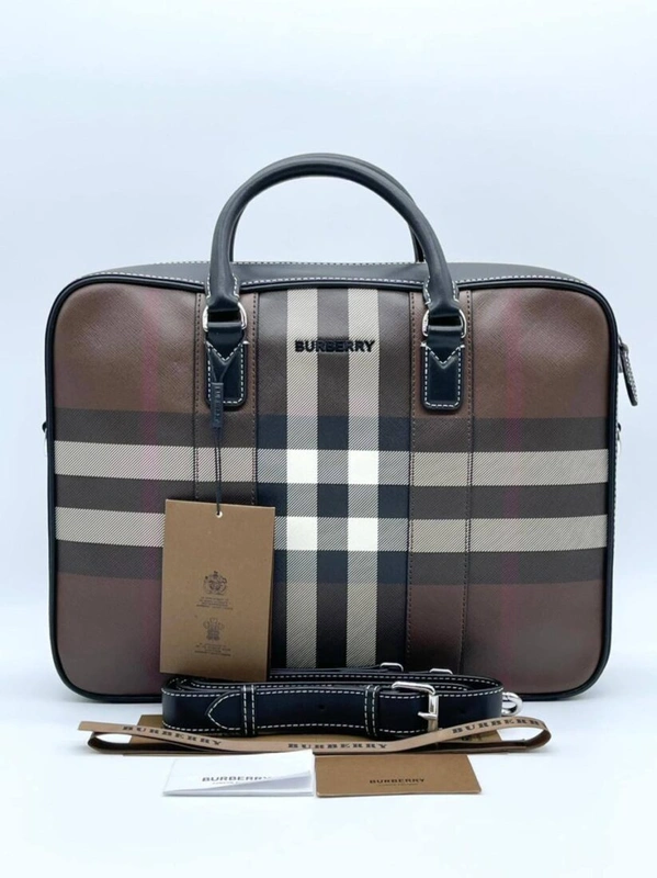 Портфель Burberry A104009 из канвы премиум 36:28:8 см коричневый