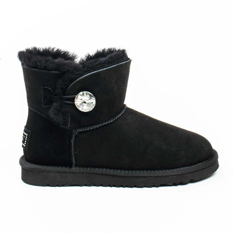 Угги женские ботинки UGG Mini Bailey Button Bling Black