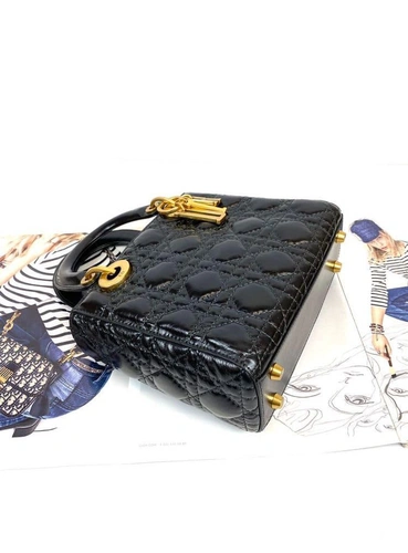 Женская кожаная сумка Dior черная премиум-люкс 17/20/9 A59967 фото-4