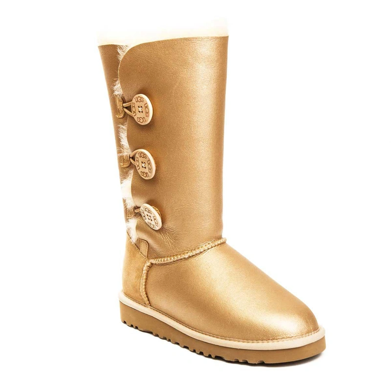 Угги женские сапоги UGG Triplet Bailey Button Metallic Soft Gold фото-2