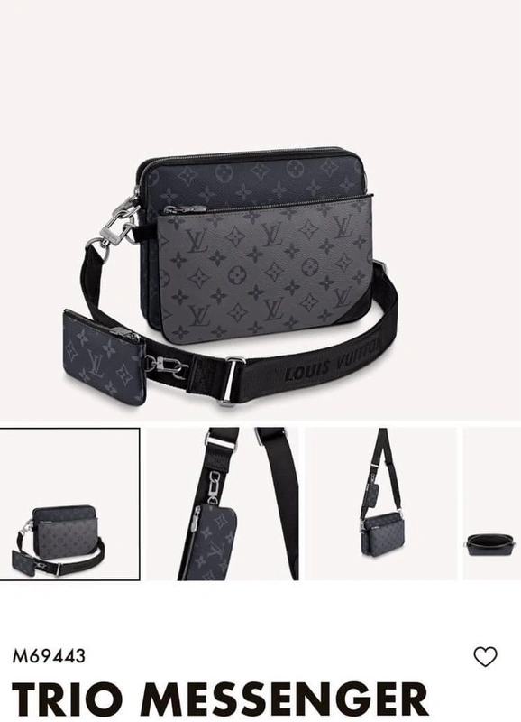 Клатч Louis Vuitton Trio Messenger премиум-люкс черно-серый