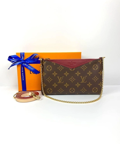 Женский клатч Louis Vuitton Pallas MNG Noir из канвы коричневый 22/13/5 см A85669 фото-3