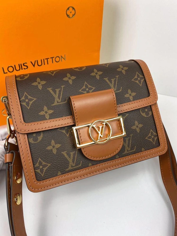 Женская сумка Louis Vuitton Dauphine mini премиум-люкс коричневая фото-7