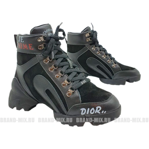 Зимние ботинки Christian Dior D-Connect Black с мехом черные
