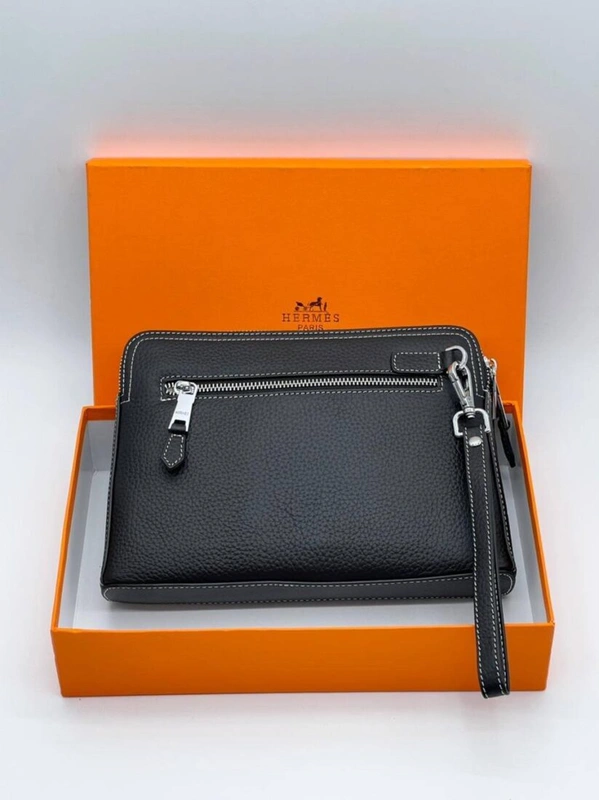 Мужской клатч Hermes A104038 чёрный 25/18 см фото-6