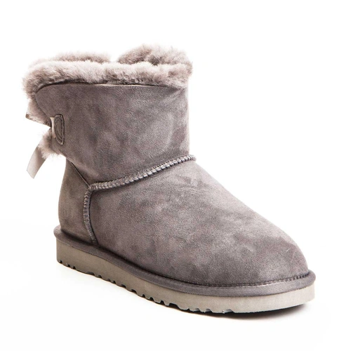 Угги женские ботинки UGG Mini Bailey Bow Grey фото-2