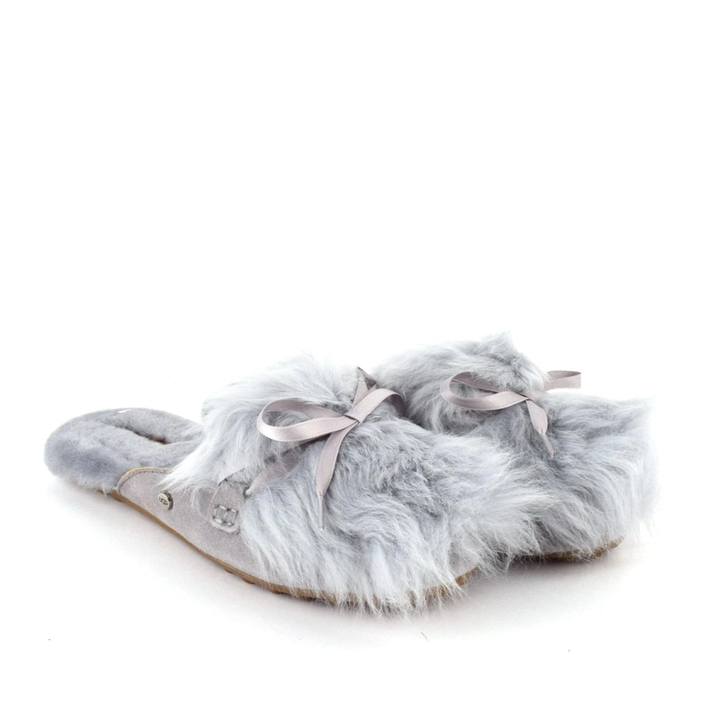 Угги тапочки женские UGG Slippers Fluff Shaine Grey