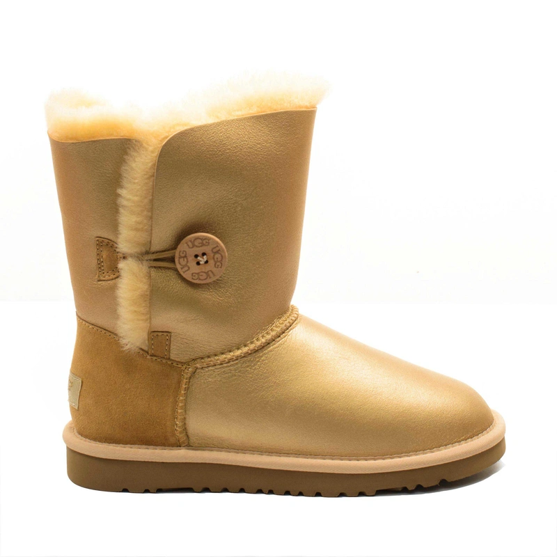 Угги женские ботинки UGG Bailey Button Metallic Soft Gold