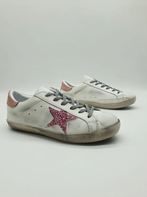 Кеды женские Golden Goose бело-розовые