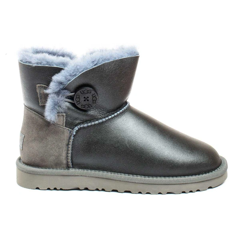 Угги женские ботинки UGG Mini Bailey Button Metallic Grey